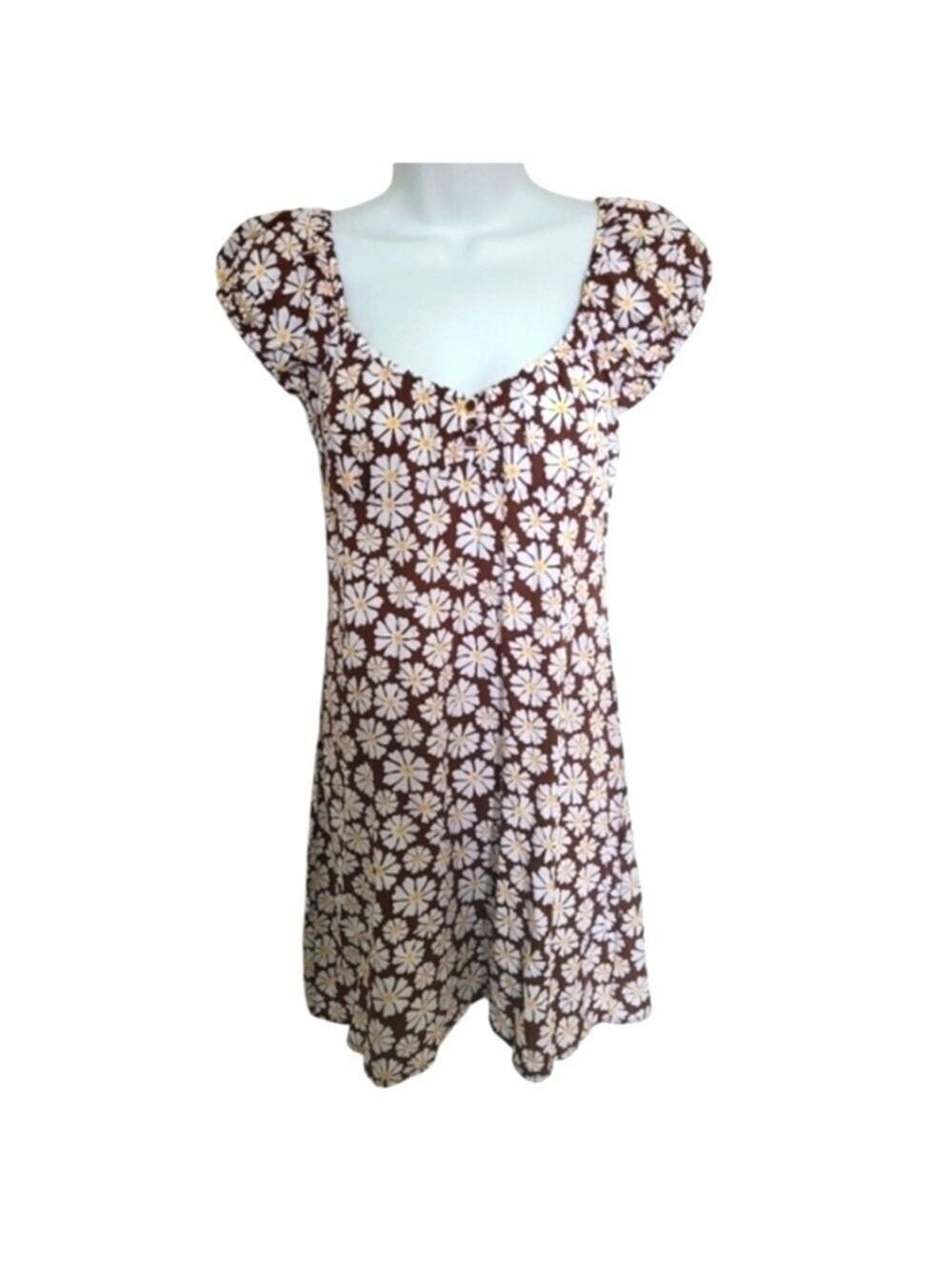 STREETWEAR Society Brown & White Floral Print Mini Dress Size XL